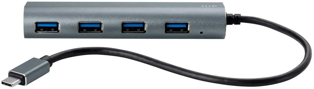 Monoprice 4 Port USB-C Hub - Aluminum, SuperSpeed Transfer Rates, Compatible With Apple MacBook, Google Chromebook & More