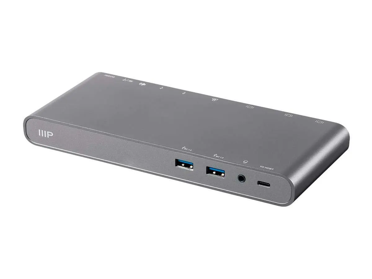 Monoprice USB-C Dual-Monitor Docking Station for USB-C Laptops, MST and Power Delivery up to 100 Watts with USB-C Cable