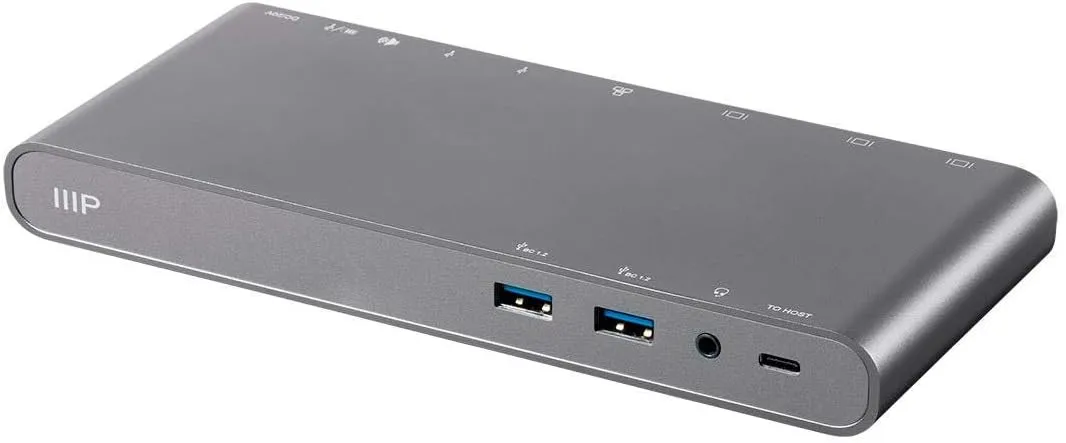 Monoprice USB-C Dual-Monitor Docking Station for USB-C Laptops, MST and Power Delivery up to 100 Watts with USB-C Cable