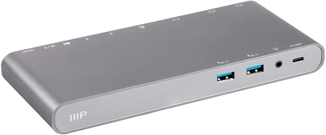 Monoprice USB-C Dual-Monitor Docking Station for USB-C Laptops, MST and Power Delivery up to 100 Watts with USB-C Cable