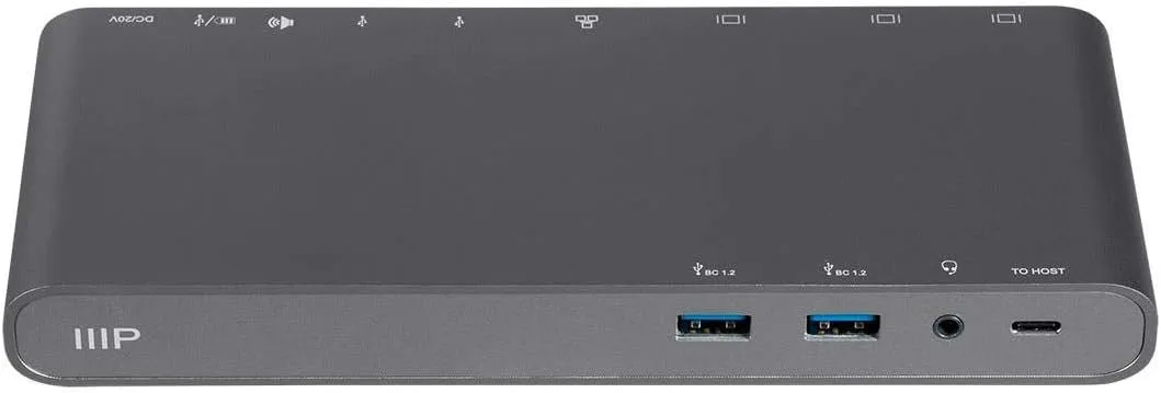Monoprice USB-C Dual-Monitor Docking Station for USB-C Laptops, MST and Power Delivery up to 100 Watts with USB-C Cable