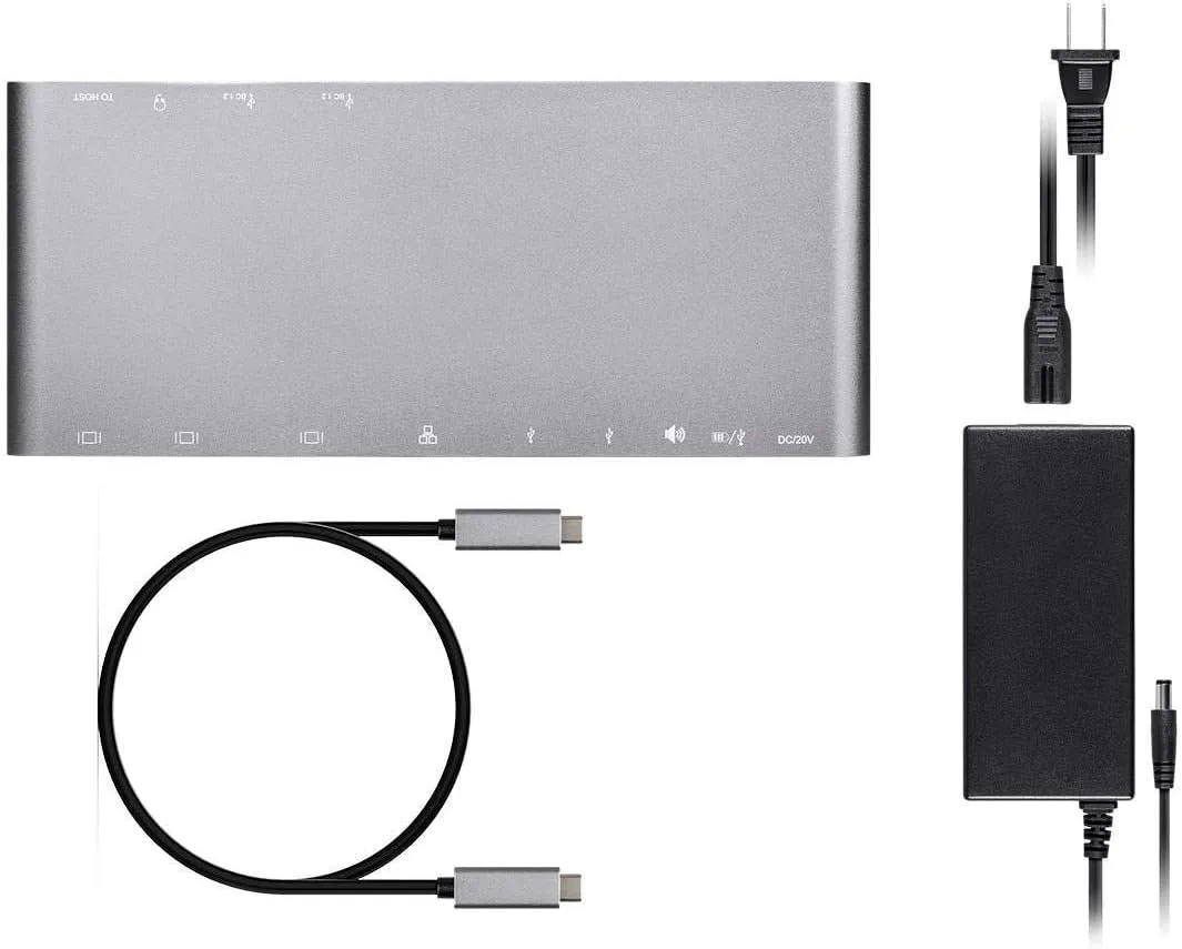 Monoprice USB-C Dual-Monitor Docking Station for USB-C Laptops, MST and Power Delivery up to 100 Watts with USB-C Cable