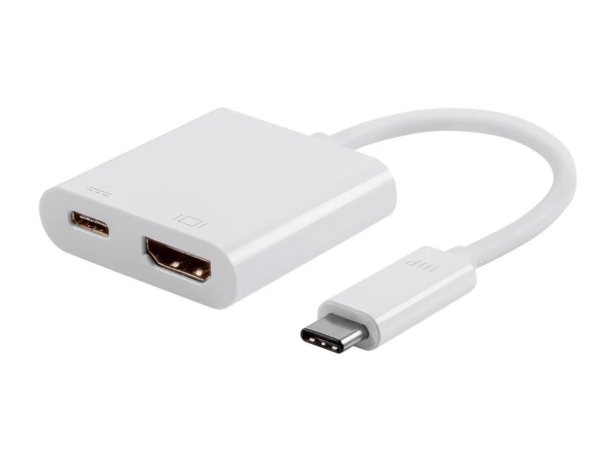 Monoprice USB-C Multiport Adapter - HDMI and USB-C Ports, Mirror Display, Up To 1080p @ 60hz, White - Select Series