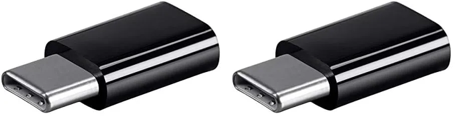 Monoprice USB-C to Micro B Adapter - Black, Male to Female with Gold Plated Contacts (Pack of 2)