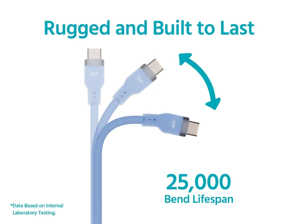 Monoprice USB 2.0 USB-C to USB-C Silicone Cable 3ft Blue