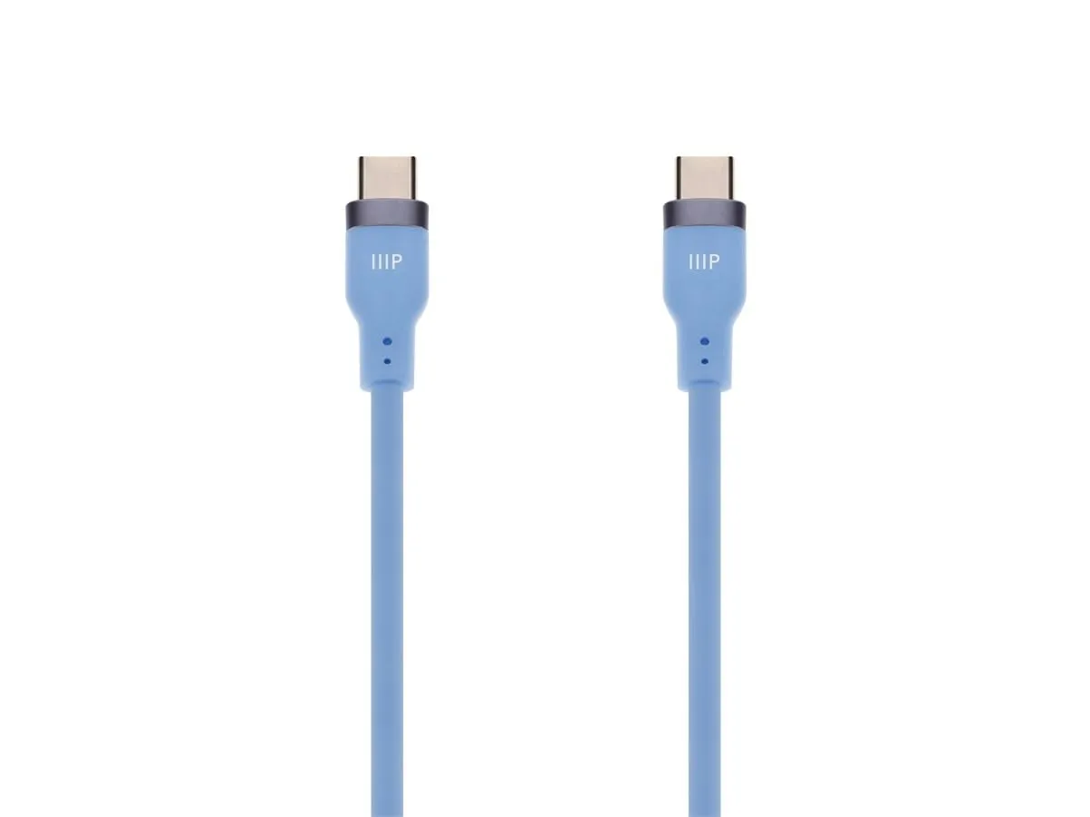 Monoprice USB 2.0 USB-C to USB-C Silicone Cable 3ft Blue