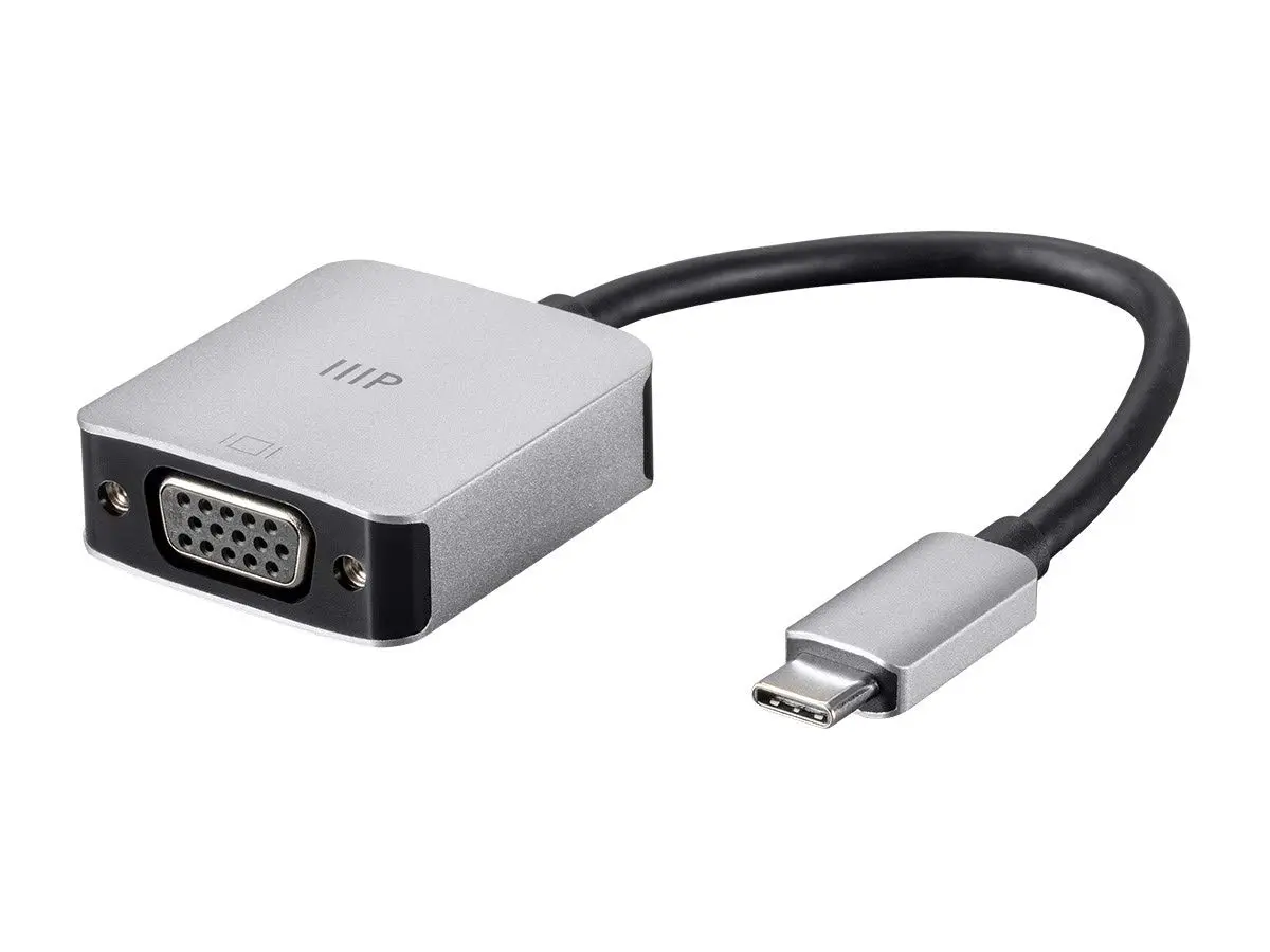 Monoprice USB-C to VGA - USB 3.0 USB-C Data and PD Charging Adapter, 100 Watts
