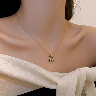 Moon & Star Gold Necklace