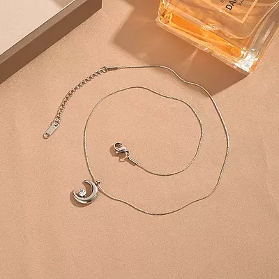 Moon & Star Silver Necklace