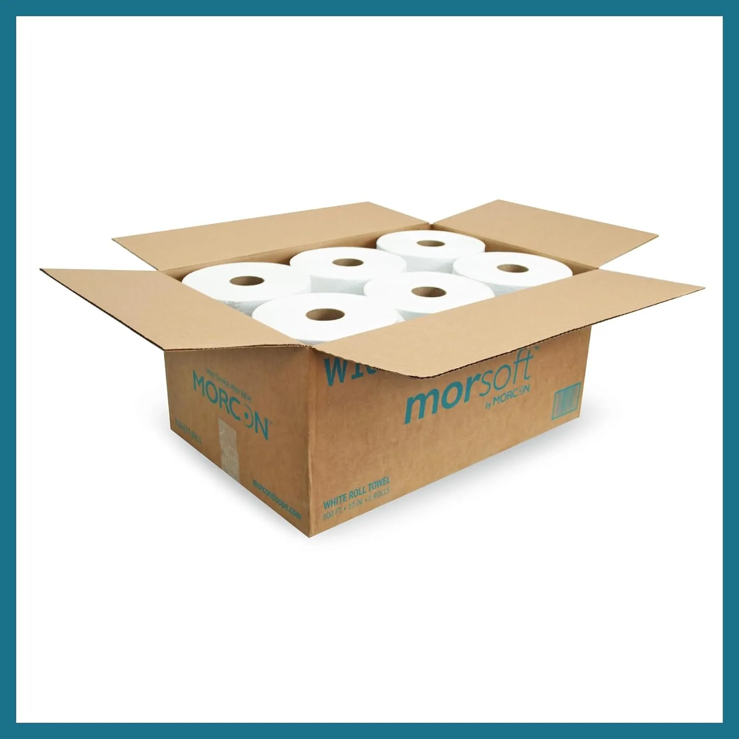 Morsoft by Morcon W106 Paper Towel Dispenser Refill, 10 Inch Roll, White, 100% Recycled Fiber, 10 x 800ft, 6 Rolls