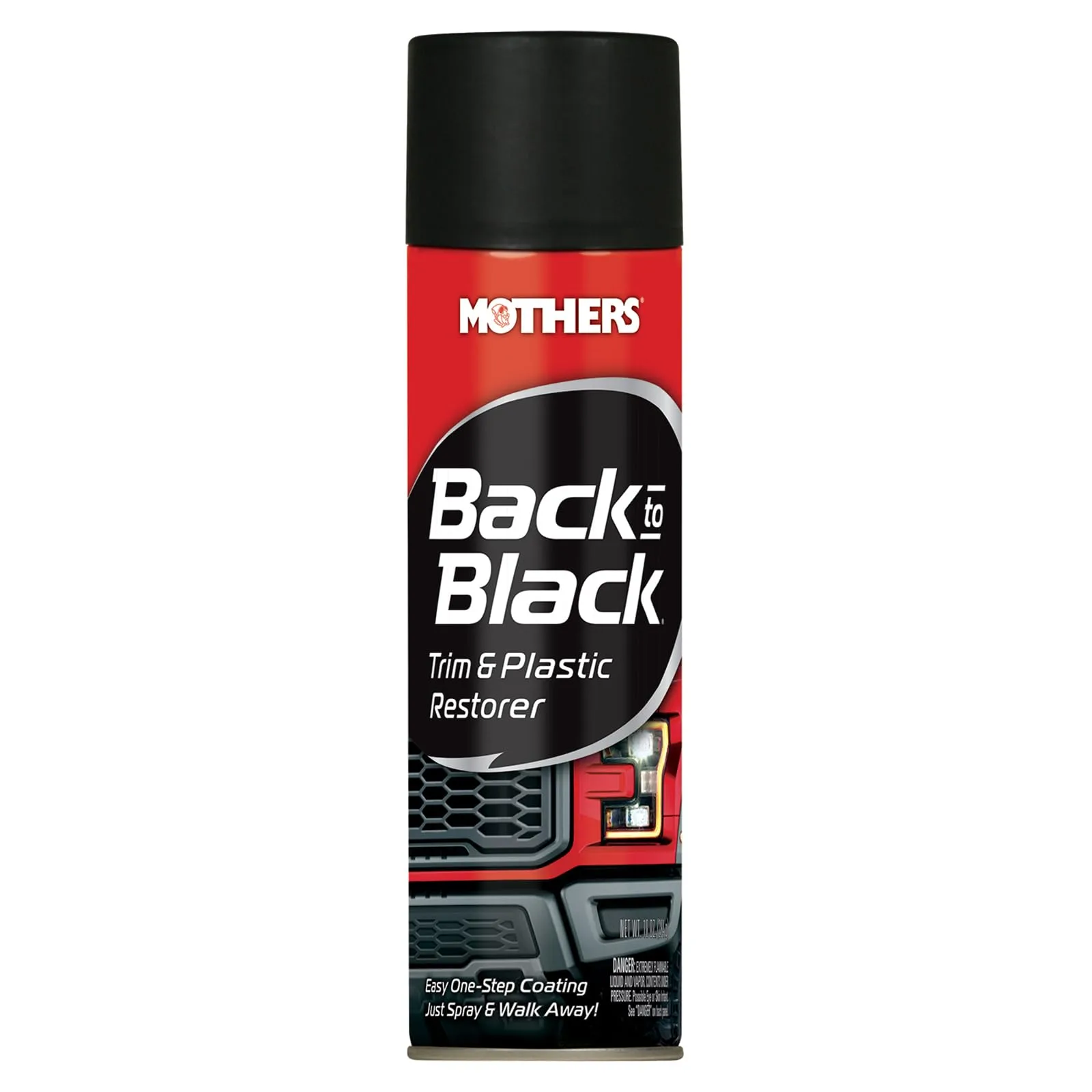 Mothers Back-to-Black Trim & Plastic Restorer, 10 oz. Aerosol — Removes Oxidation, Dirt & Wax Residue – Restores Faded Trim & Provides Long-Lasting Protection (06110)