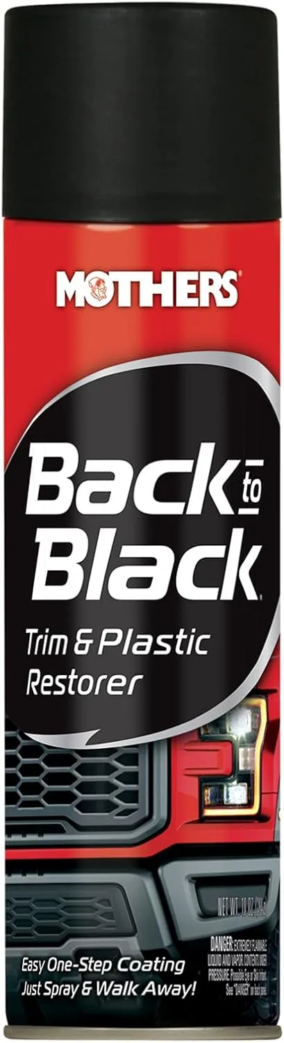 Mothers Back-to-Black Trim & Plastic Restorer, 10 oz. Aerosol — Removes Oxidation, Dirt & Wax Residue – Restores Faded Trim & Provides Long-Lasting Protection (06110)