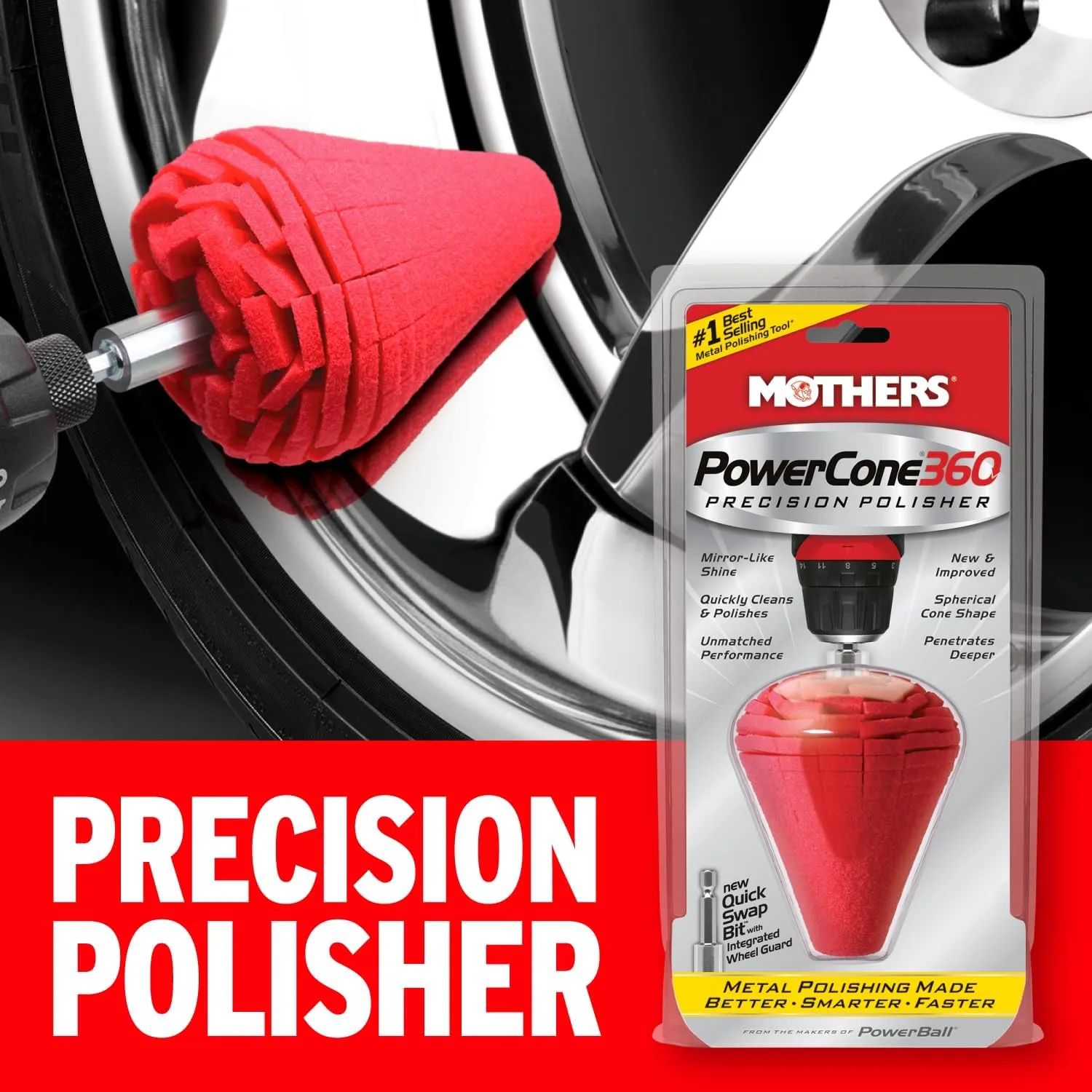 Mothers 05146 PowerCone 360 Metal Polishing Tool Single Unit