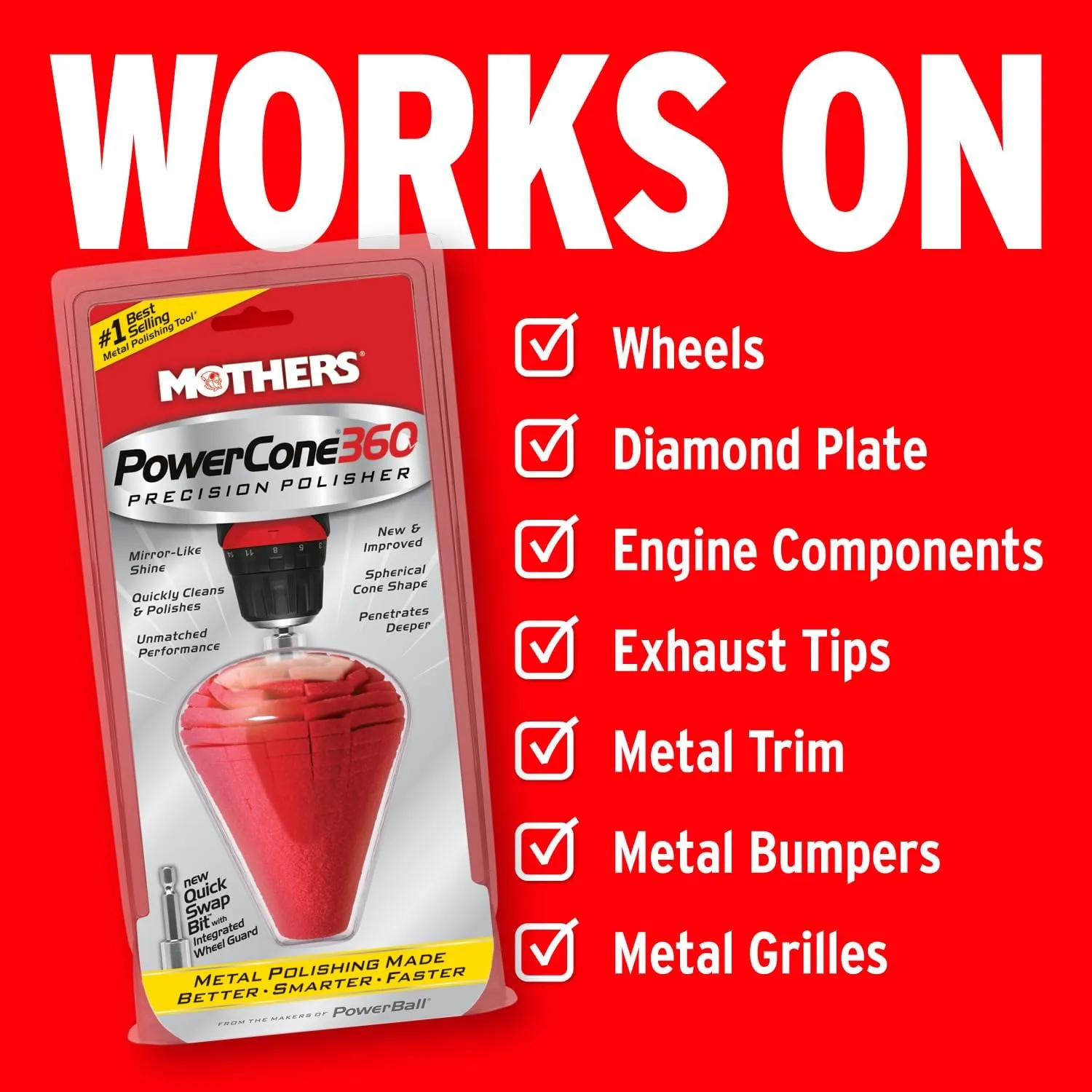 Mothers 05146 PowerCone 360 Metal Polishing Tool Single Unit