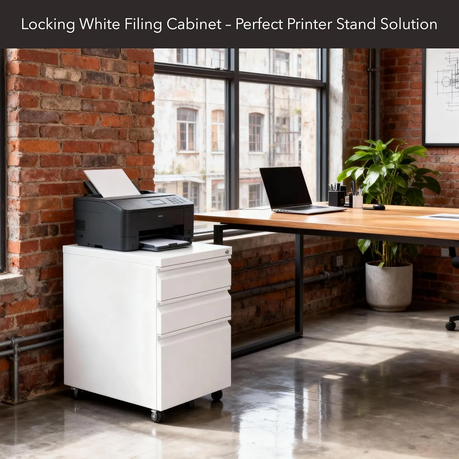 Mount-It! 3 Drawer Mobile File Cabinet with Lock and Wheels