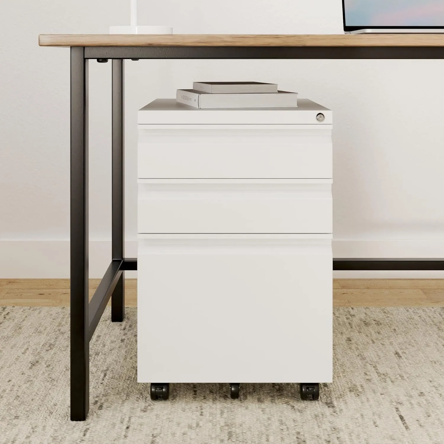 Mount-It! 3 Drawer Mobile File Cabinet with Lock and Wheels
