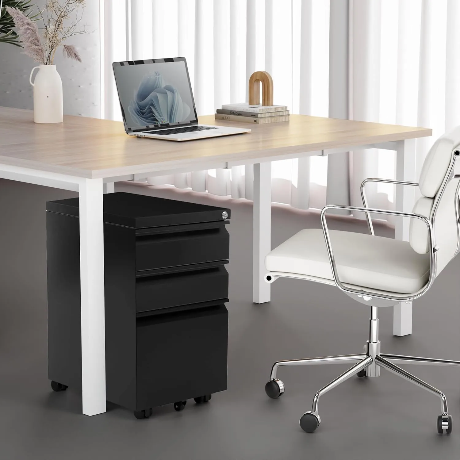 Mount-It! 3 Drawer Mobile File Cabinet with Lock and Wheels