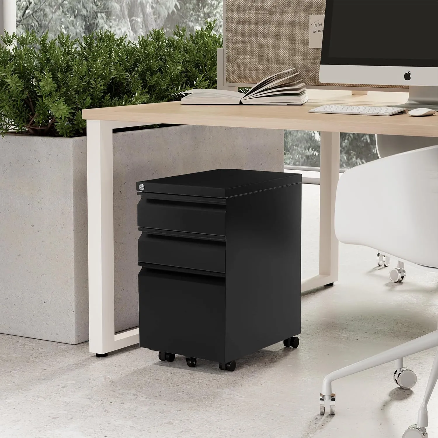 Mount-It! 3 Drawer Mobile File Cabinet with Lock and Wheels