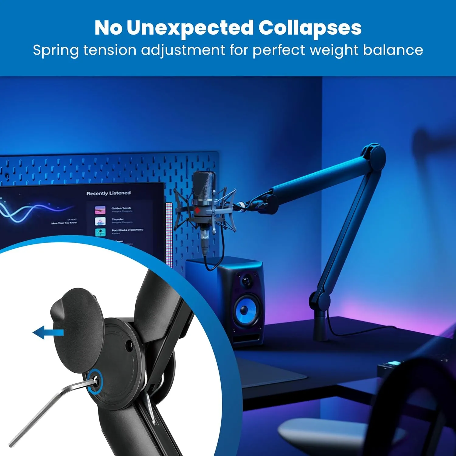 Mount-It! Mic Arm, Microphone Boom Arm, Adjustable Full Motion Mic Desk Mount, for Streaming, Gaming, Podcast, Recording