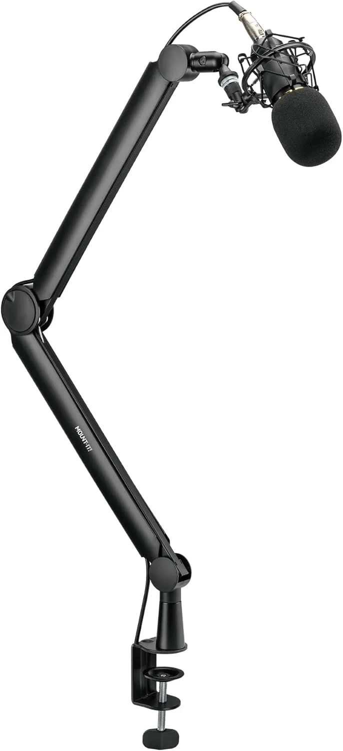 Mount-It! Mic Arm, Microphone Boom Arm, Adjustable Full Motion Mic Desk Mount, for Streaming, Gaming, Podcast, Recording
