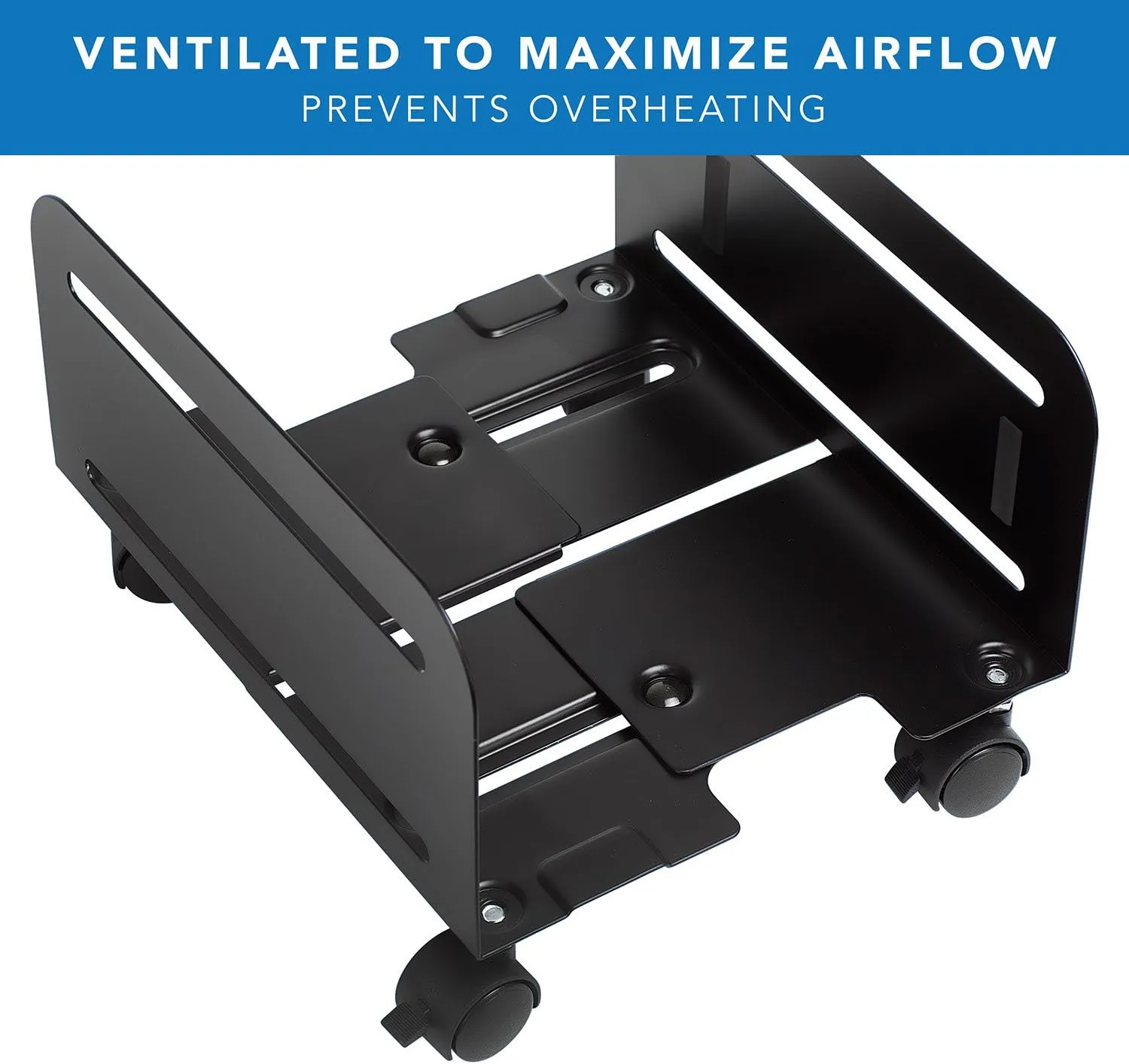Mount-It! Computer Tower Stand, Adjustable Mobile CPU Stand with Wheels, Heavy-Duty Steel Rolling Cart, Fits Most PC Towers