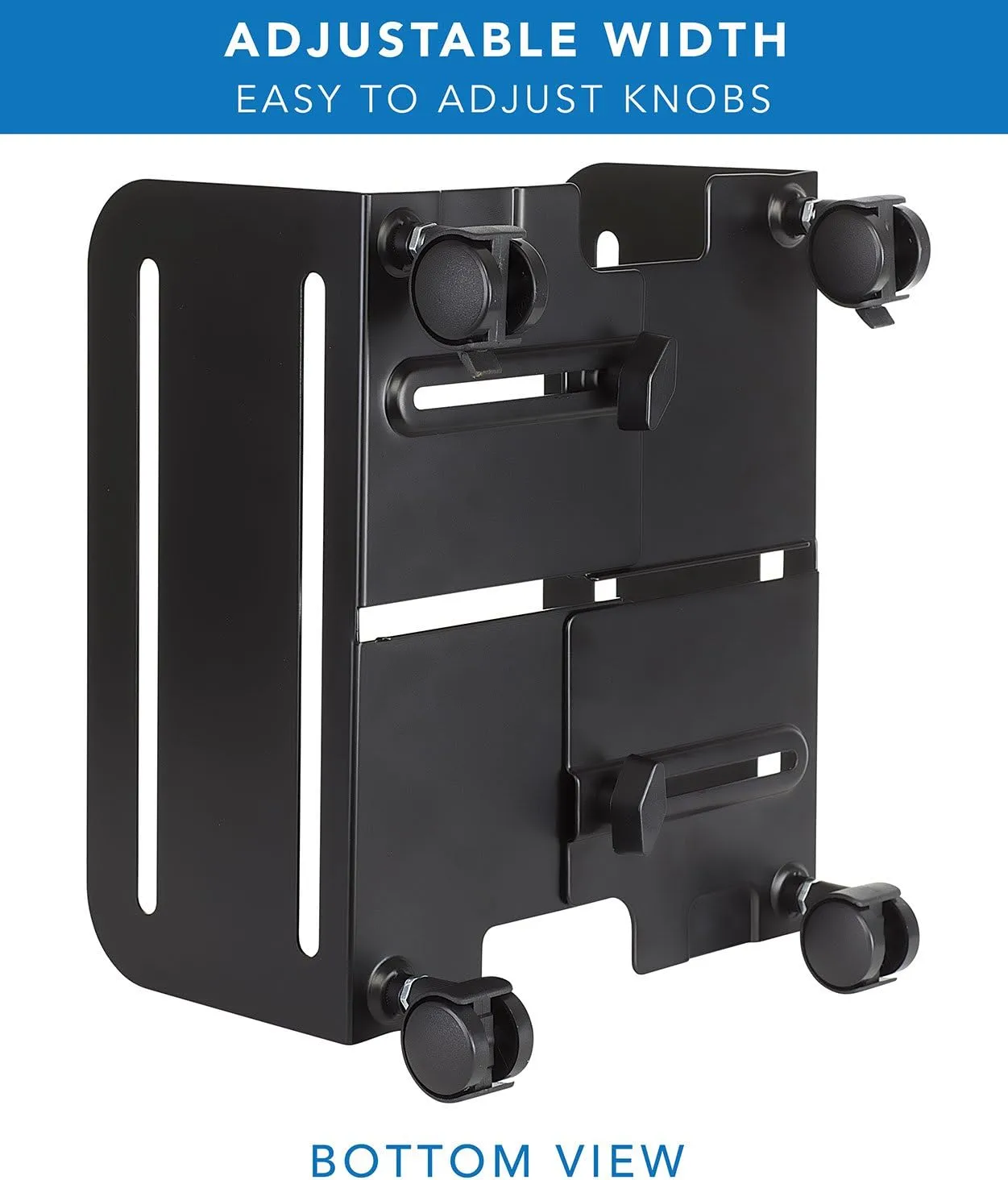 Mount-It! Computer Tower Stand, Adjustable Mobile CPU Stand with Wheels, Heavy-Duty Steel Rolling Cart, Fits Most PC Towers