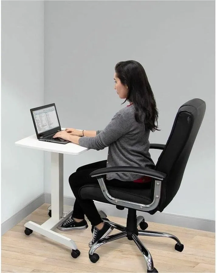 Mount-It! Adjustable Rolling 23inW Laptop Computer Desk, White