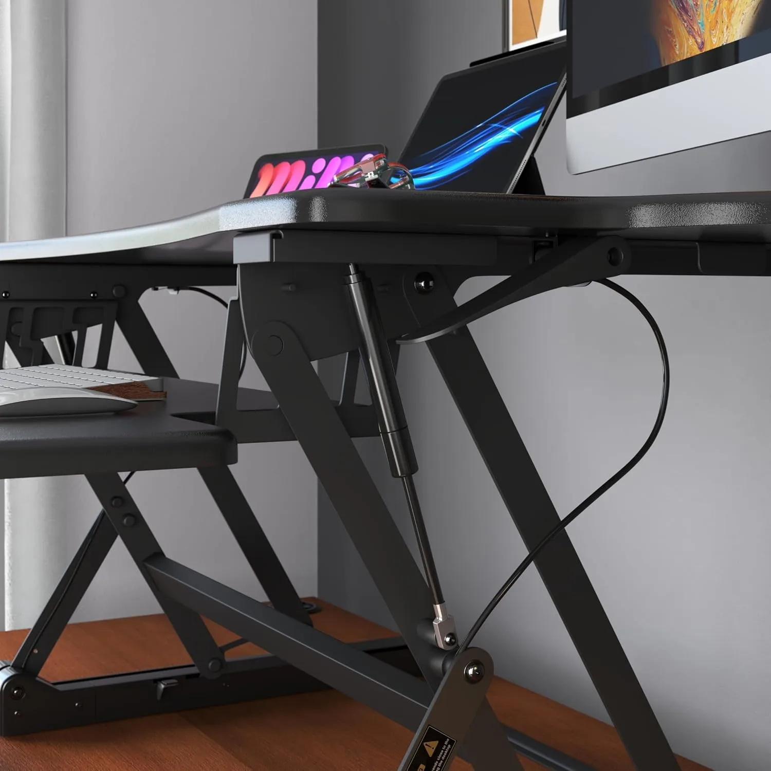 Mount-It! Height Adjustable Standing Desk Converter, Extra Large 48” Wide Tabletop for Dual Monitors