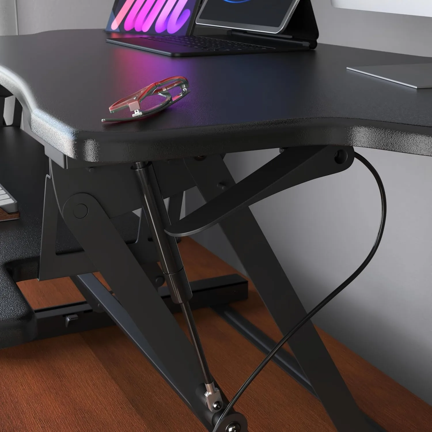 Mount-It! Height Adjustable Standing Desk Converter, Extra Large 48” Wide Tabletop for Dual Monitors