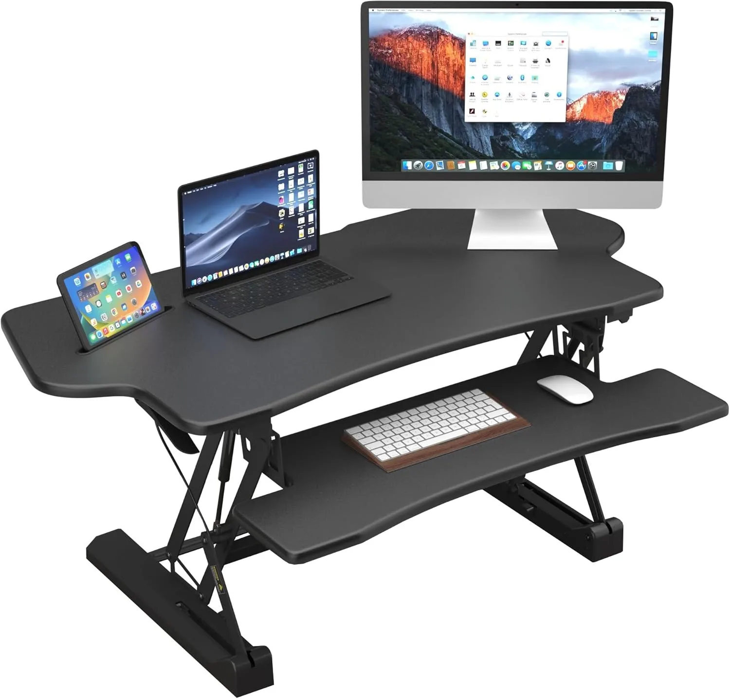 Mount-It! Height Adjustable Standing Desk Converter, Extra Large 48” Wide Tabletop for Dual Monitors