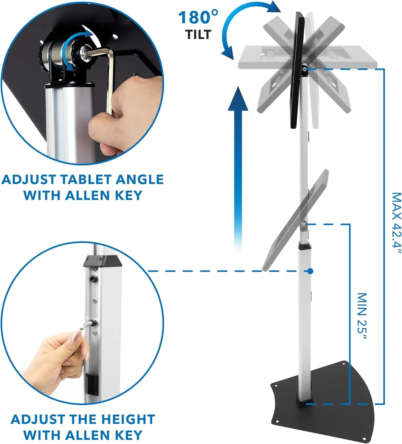 Mount-It! Anti-Theft Tablet Kiosk Floor Stand Compatible with iPad 10, 9, 8, Pro 11, 10.5, Air 10.5