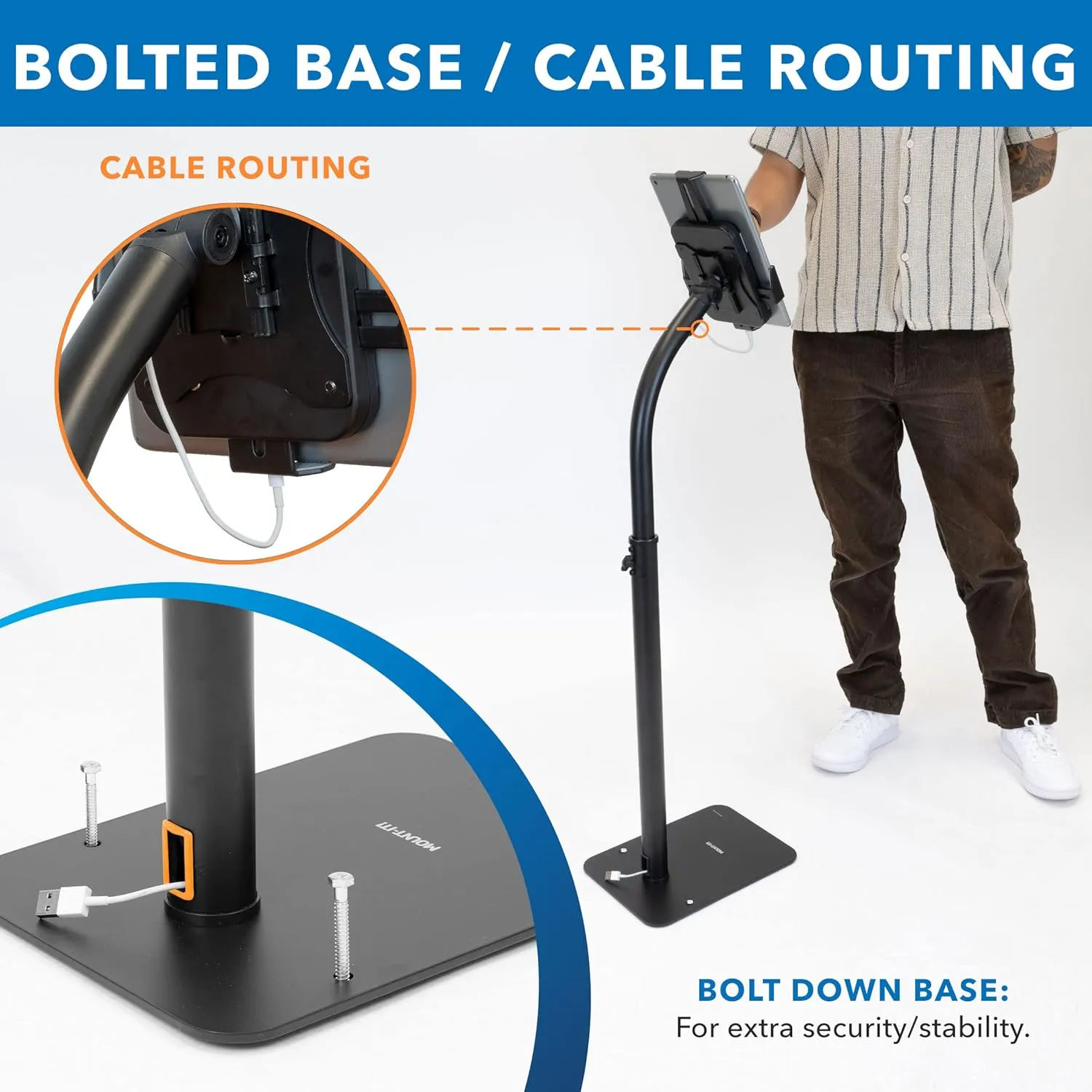 Mount-It! Universal Tablet Kiosk Stand, Anti-Theft Tablet Floor Stand with Lock for Business and Retail Use | Universal Fit