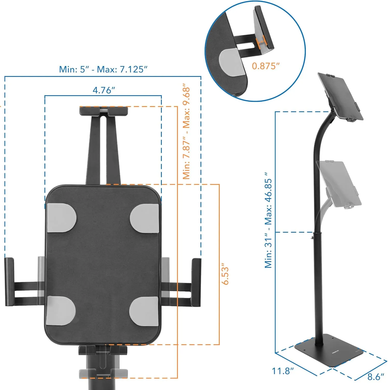 Mount-It! Universal Tablet Kiosk Stand, Anti-Theft Tablet Floor Stand with Lock for Business and Retail Use | Universal Fit