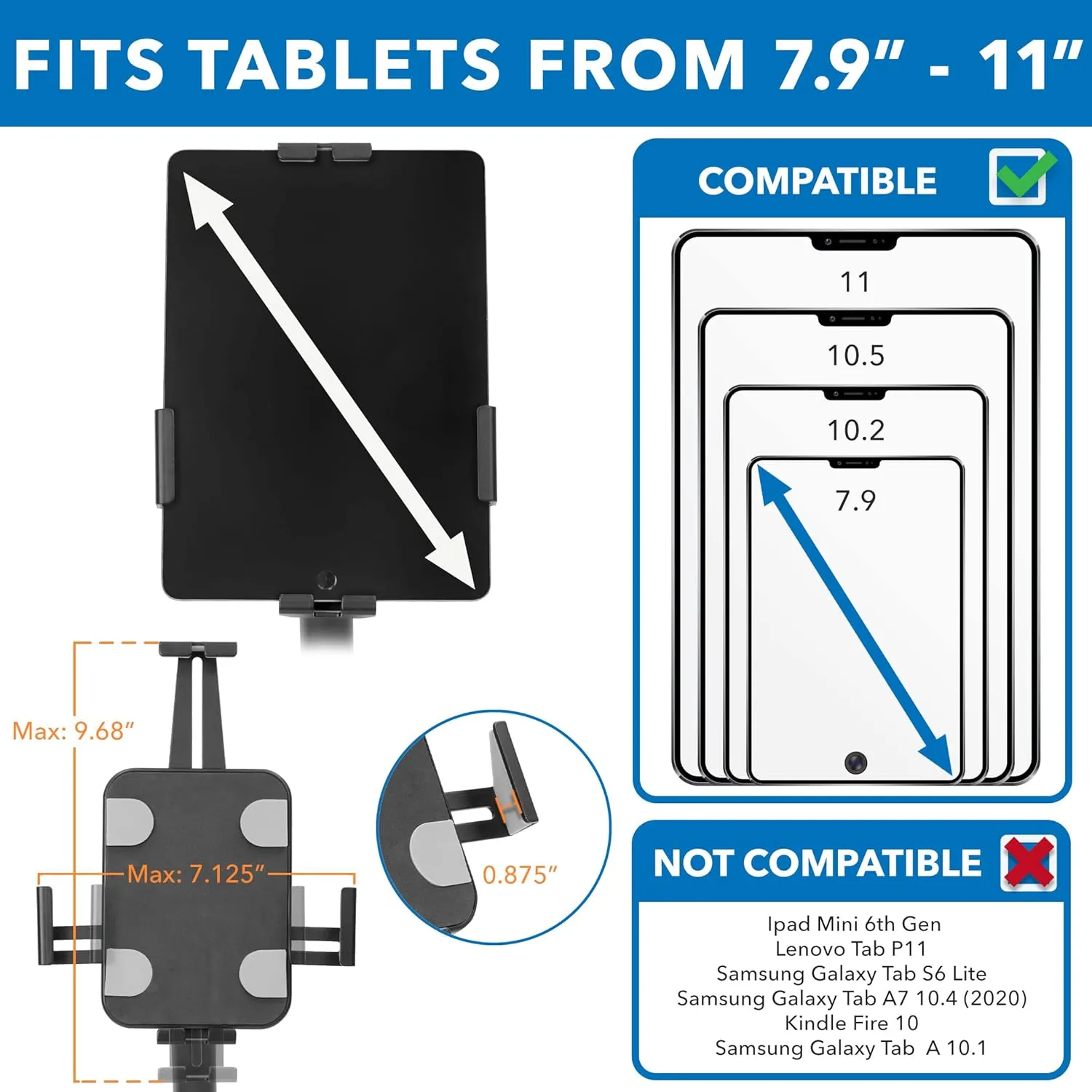 Mount-It! Universal Tablet Kiosk Stand, Anti-Theft Tablet Floor Stand with Lock for Business and Retail Use | Universal Fit