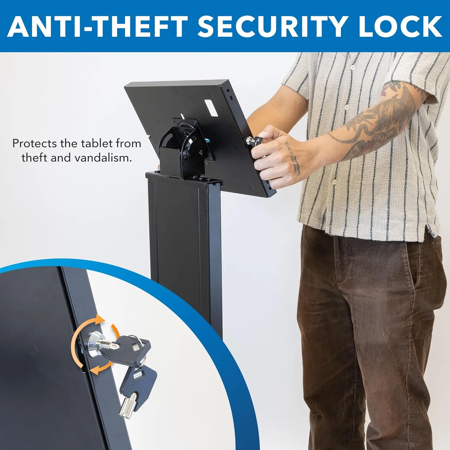 Mount-It! Anti-Theft Tablet Floor Stand Kiosk, Commercial Floor Kiosk with Universal Enclosure