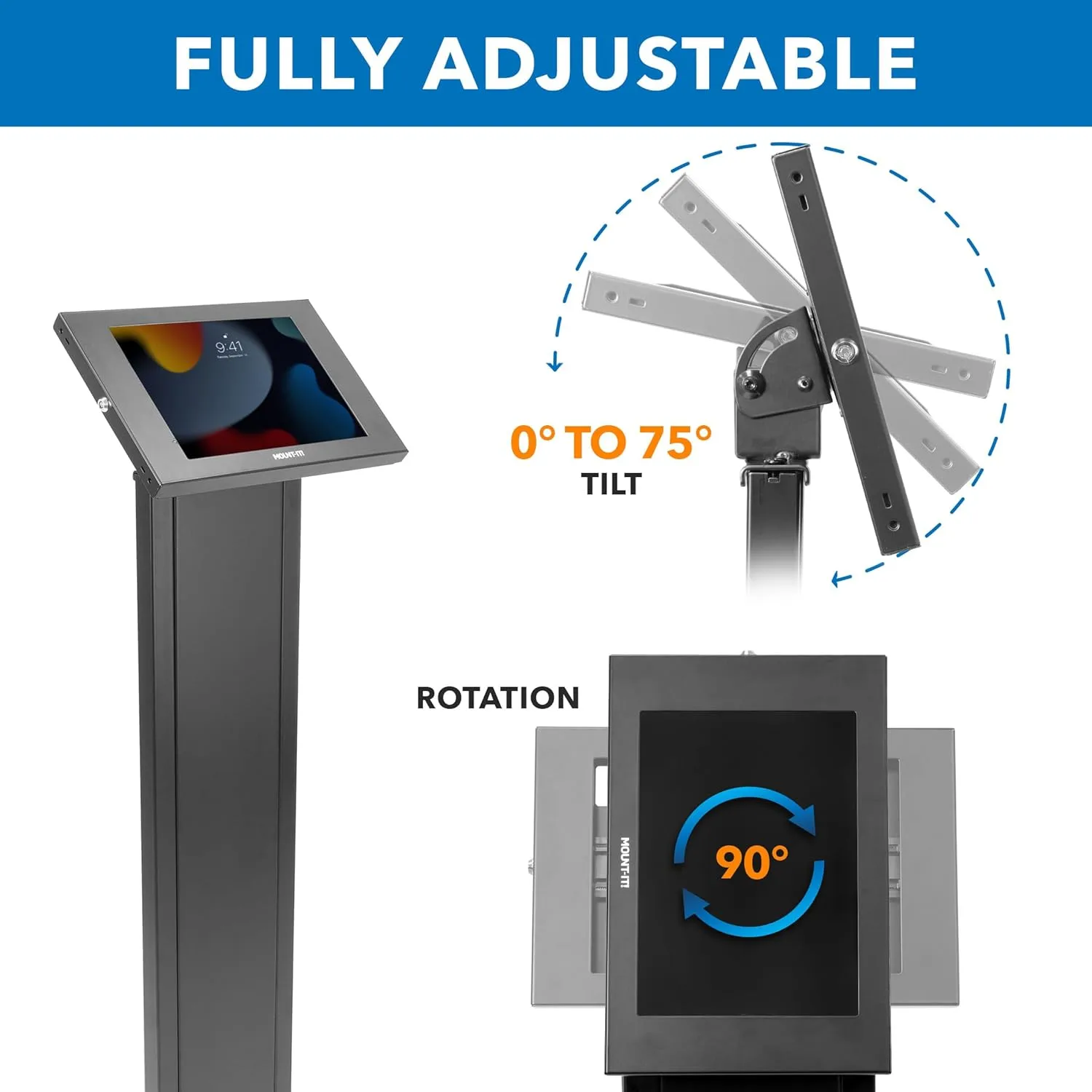 Mount-It! Anti-Theft Tablet Floor Stand Kiosk, Commercial Floor Kiosk with Universal Enclosure