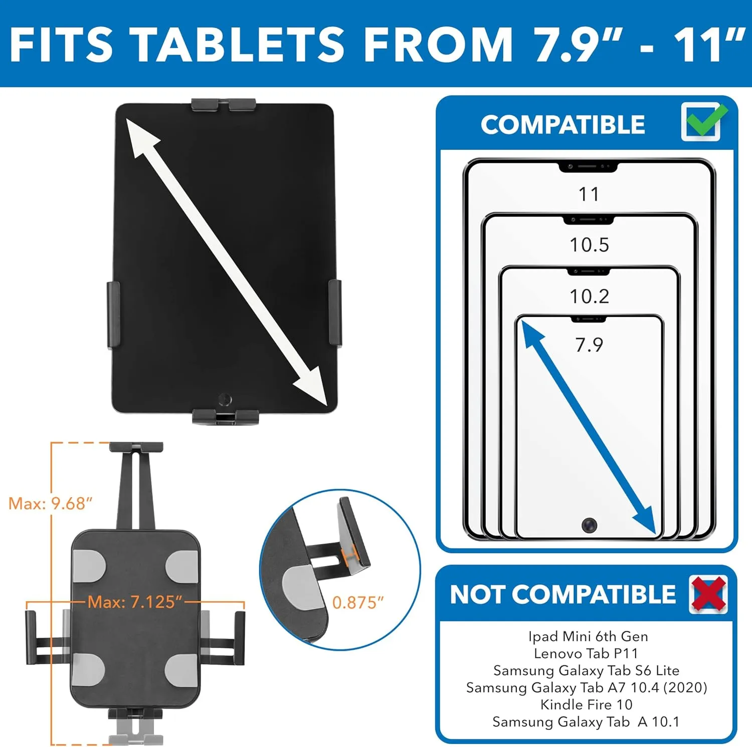 Mount-It! Anti-Theft Tablet Wall Mount | Universal Fit Tablet Kiosk Compatible with 7.9" to 11" Ipad and Samsung Tablets