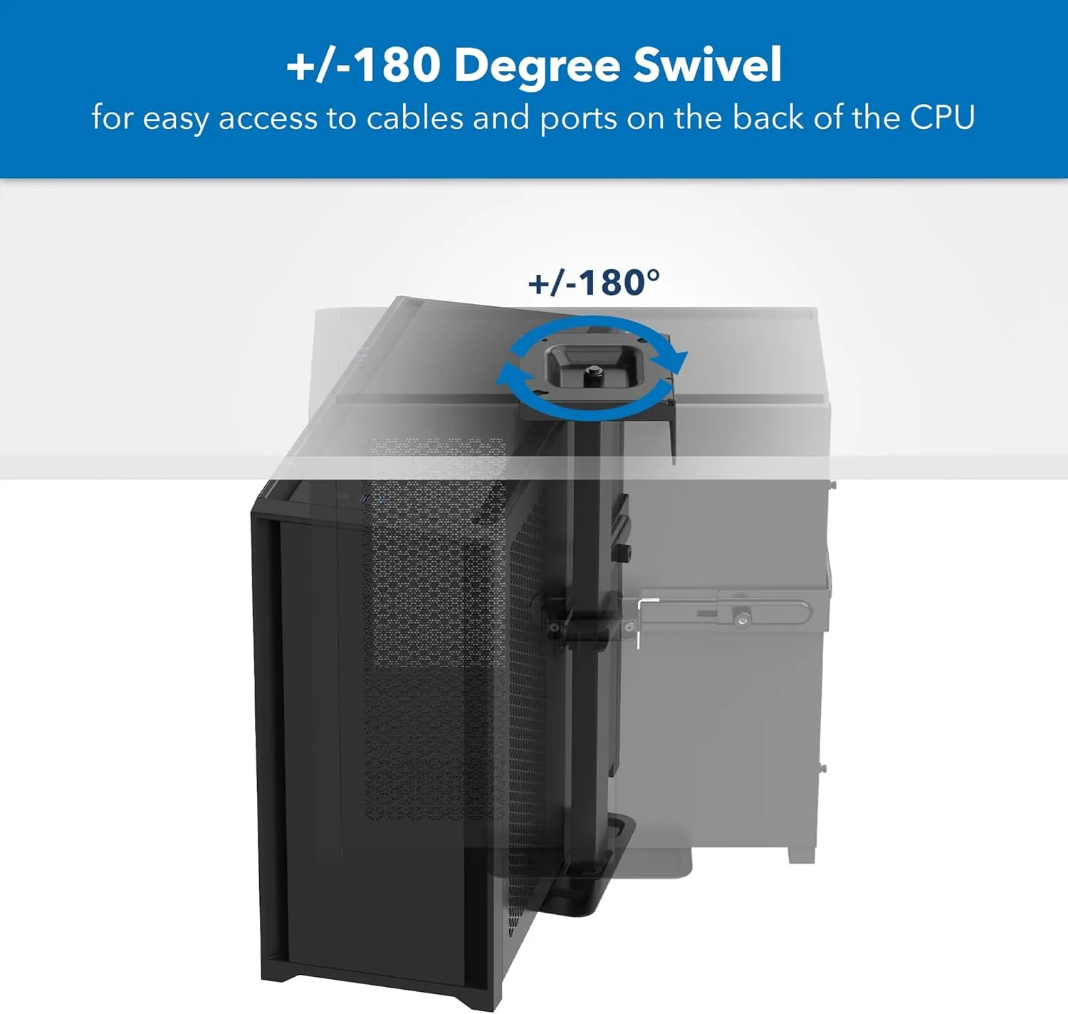 Mount-It! CPU Under Desk Mount Bracket, Rotating Heavy Duty Computer Tower Wall Mount, 360° Swivel Easy Cable Access