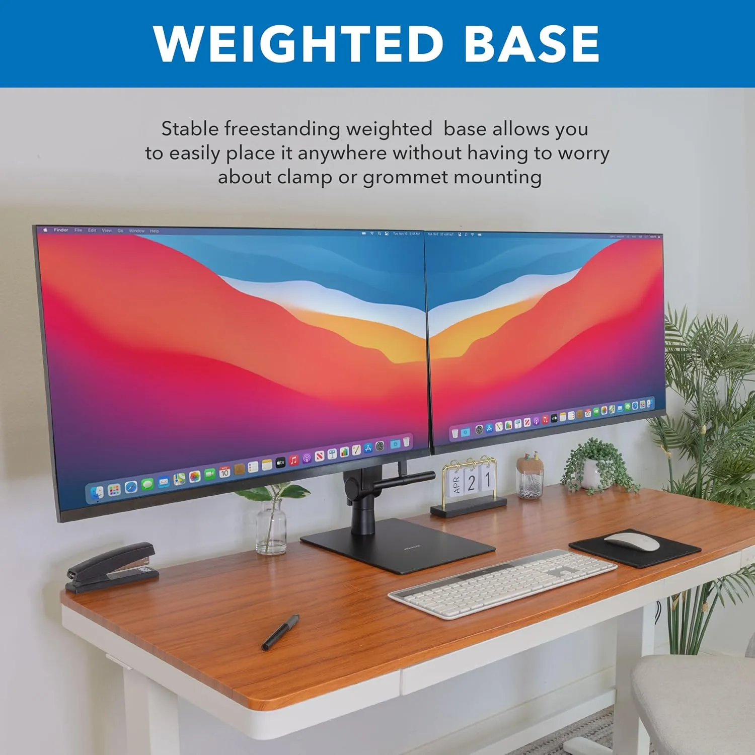 Mount-It! Freestanding Dual Monitor Stand 17" to 32", Height Adjustable