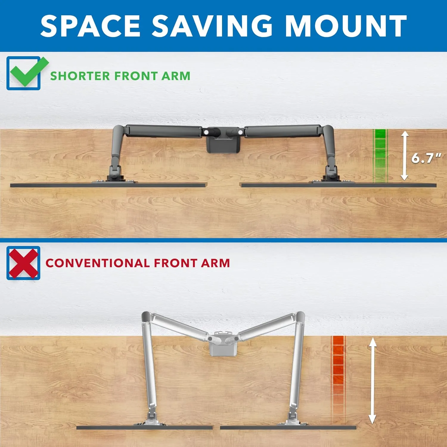 Mount-It! Dual Monitor Arm for 2 Monitors 17" to 32" Screens, Holds 19.8lbs per Arm, Height Adjustable, Tilt/Swivel/Rotate