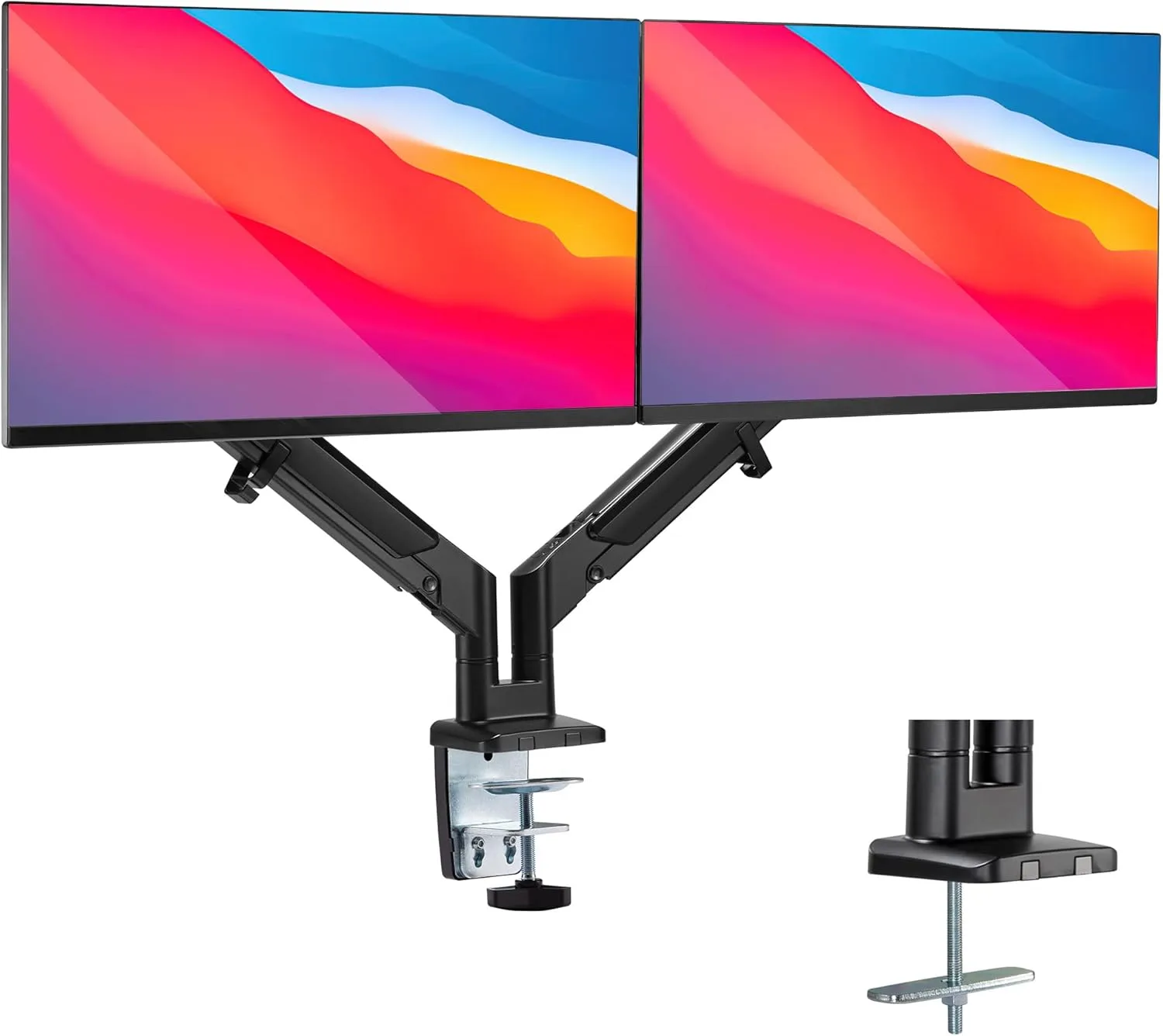 Mount-It! Dual Monitor Arm for 2 Monitors 17" to 32" Screens, Holds 19.8lbs per Arm, Height Adjustable, Tilt/Swivel/Rotate