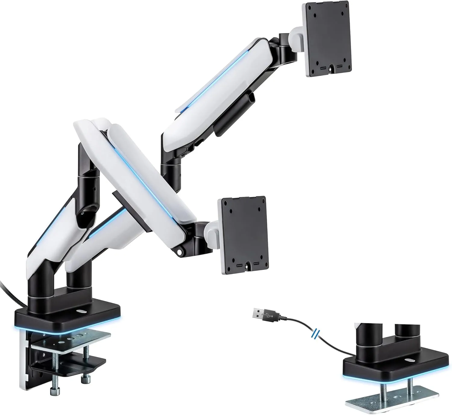 Mount-It! Heavy Duty Dual Monitor Arm up to 35 in. 44 lbs Screens, RGB Lights
