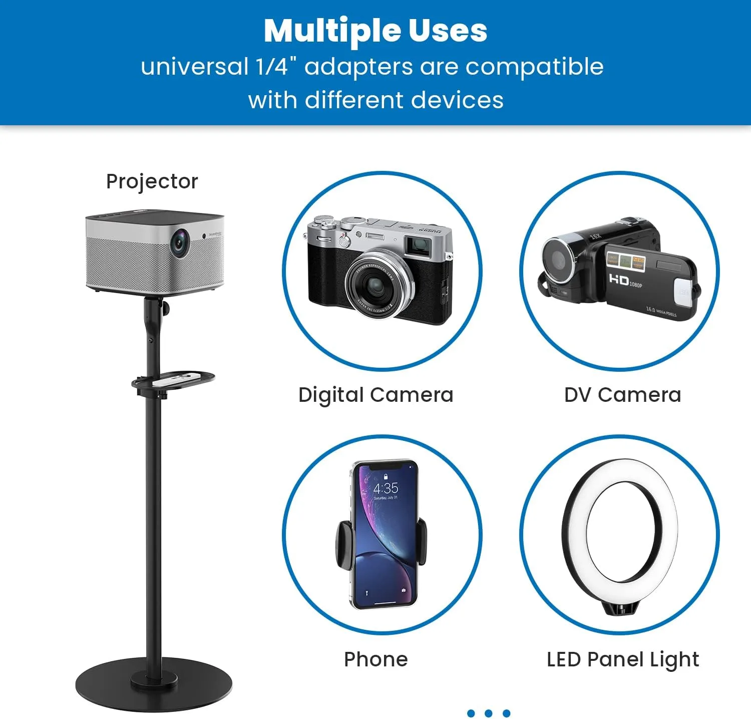 Mount-It! Dual Use Projector Stand, 2 Mounting Options: 1/4" Screw and Platform Portable Projector Stand For Mini Projectors