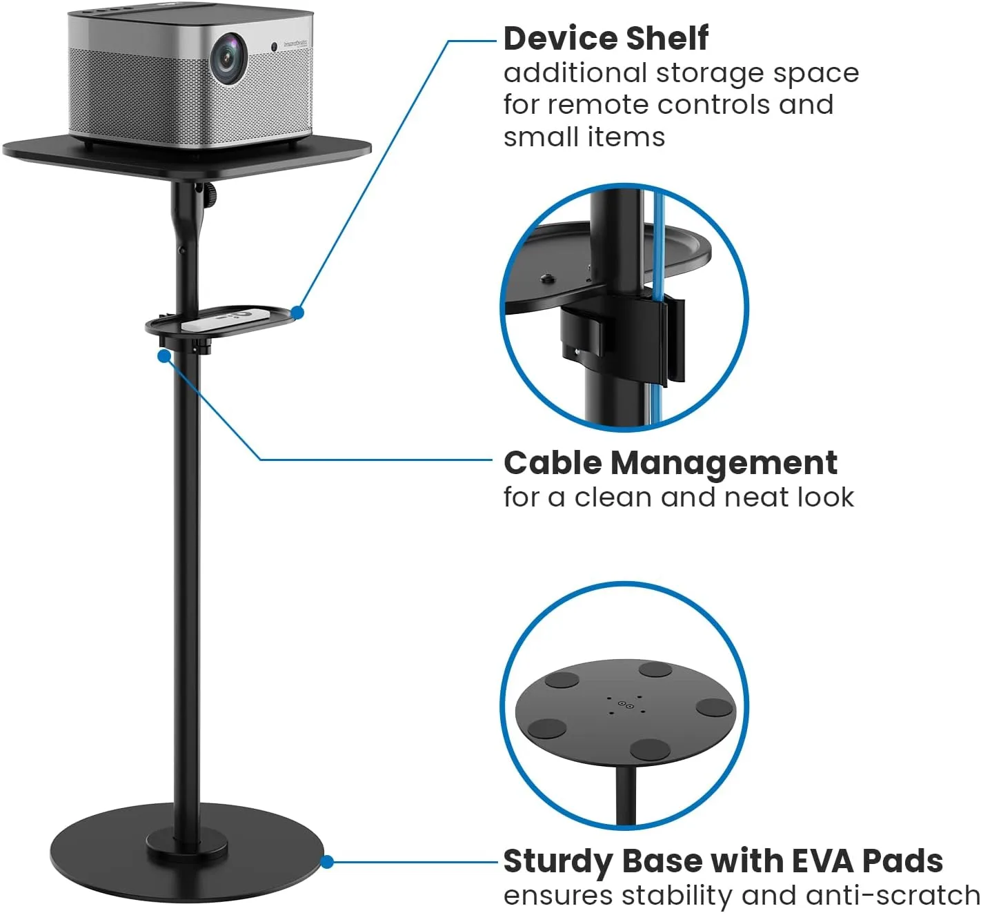 Mount-It! Dual Use Projector Stand, 2 Mounting Options: 1/4" Screw and Platform Portable Projector Stand For Mini Projectors