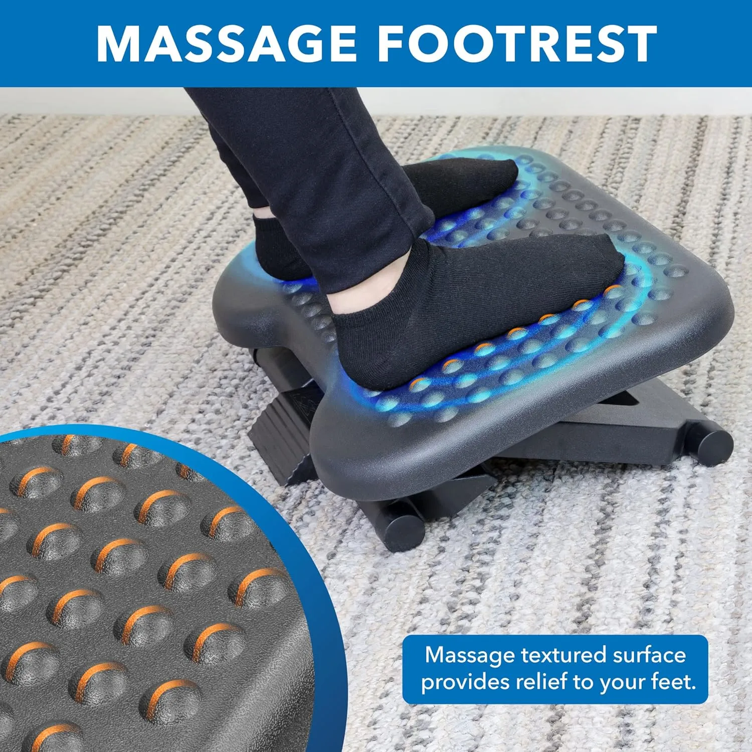 Mount-It! Ergonomic Under Desk Footrest with 3 Height Levels |Height Adjustable Tilting Foot Stool | Home Office Footrest