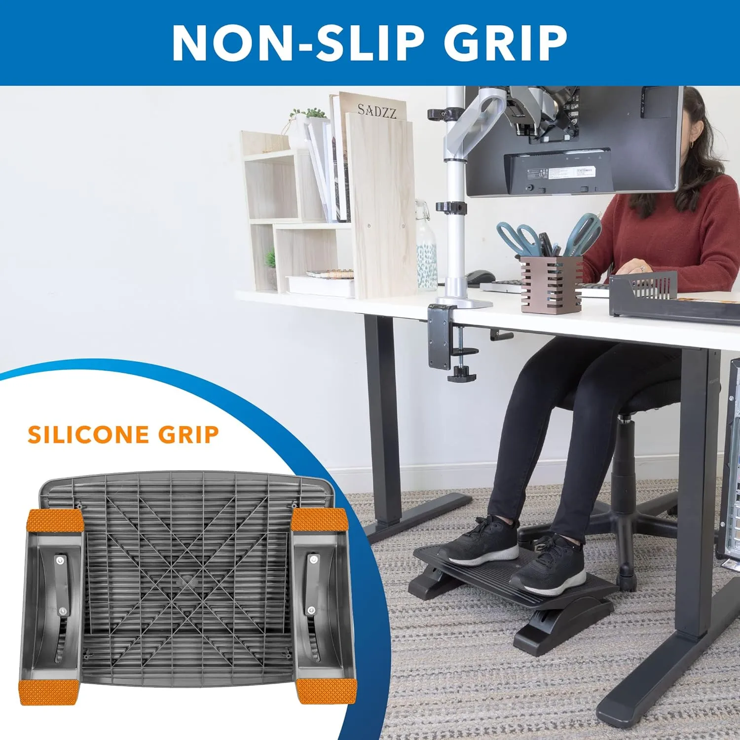 Mount-It! Ergonomic Footrest for Office or Home | Under Desk Tilting Footrest | Adjustable Desk Foot Rest with Massaging
