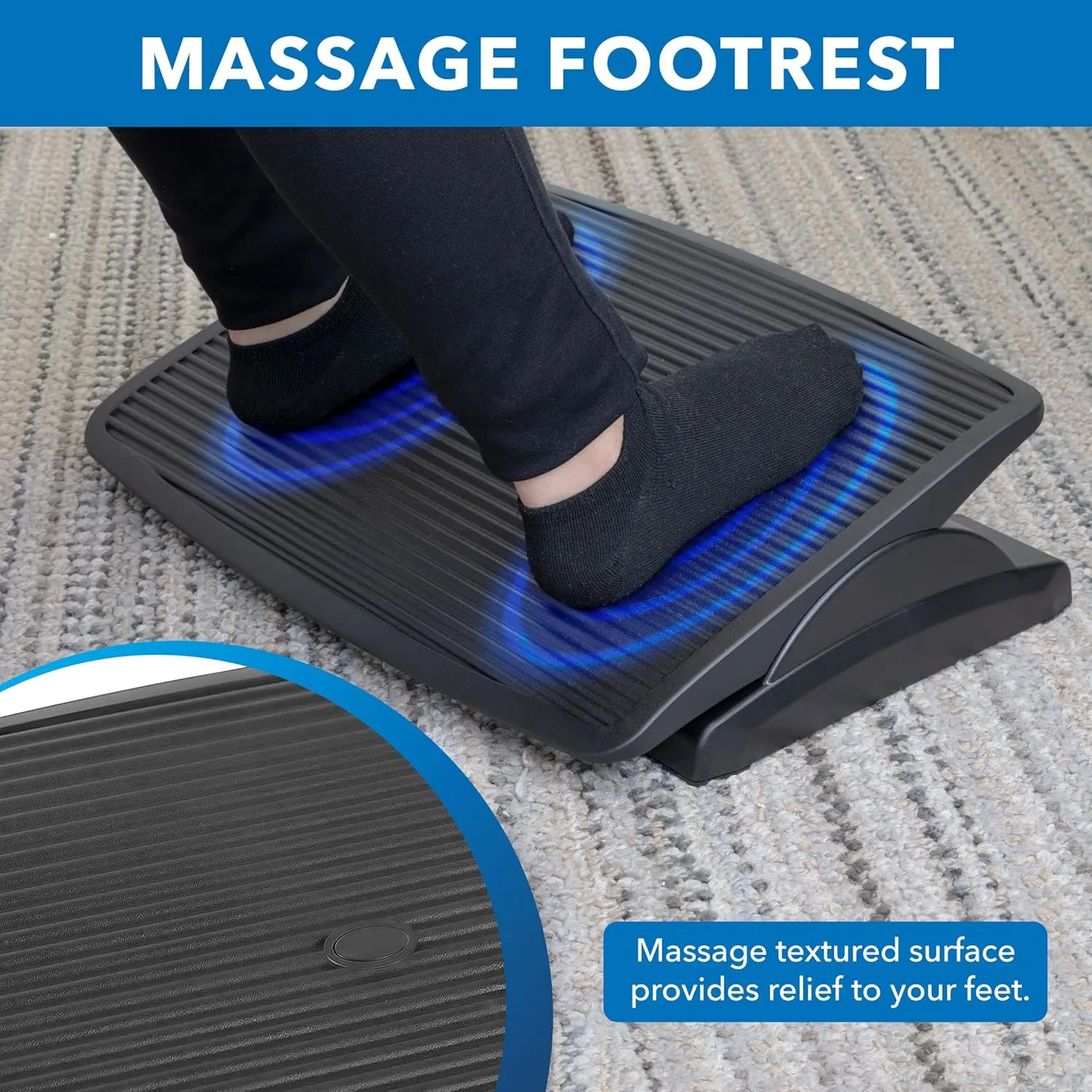Mount-It! Ergonomic Footrest for Office or Home | Under Desk Tilting Footrest | Adjustable Desk Foot Rest with Massaging