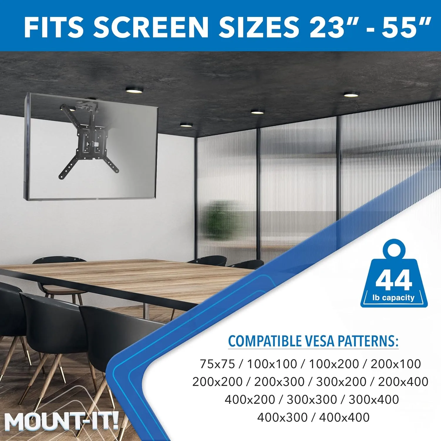 Mount-It! Flip Down TV Mount | Folding Ceiling TV Mount for 23 to 55 Inch | Heavy-Duty Bracket for Roof and Slanted Walls