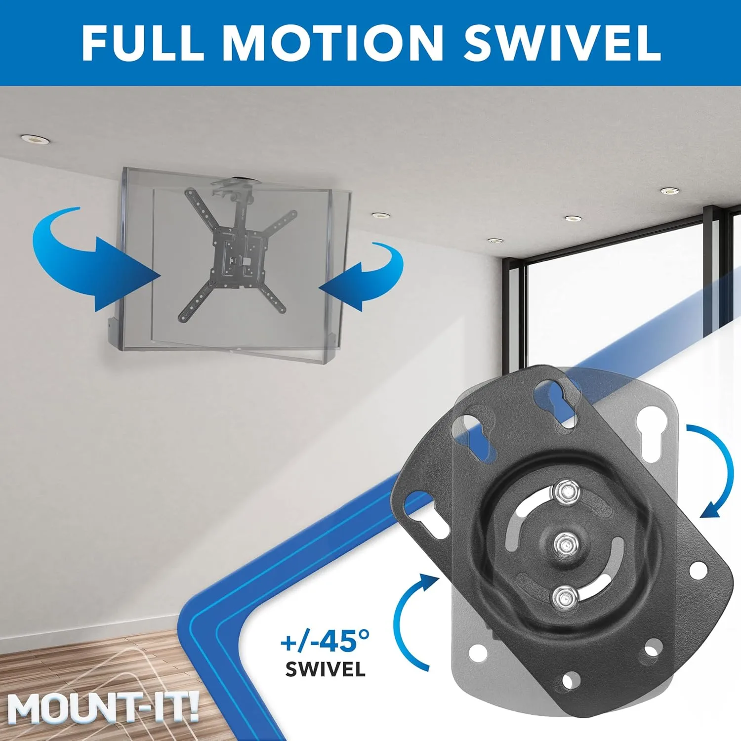 Mount-It! Flip Down TV Mount | Folding Ceiling TV Mount for 23 to 55 Inch | Heavy-Duty Bracket for Roof and Slanted Walls