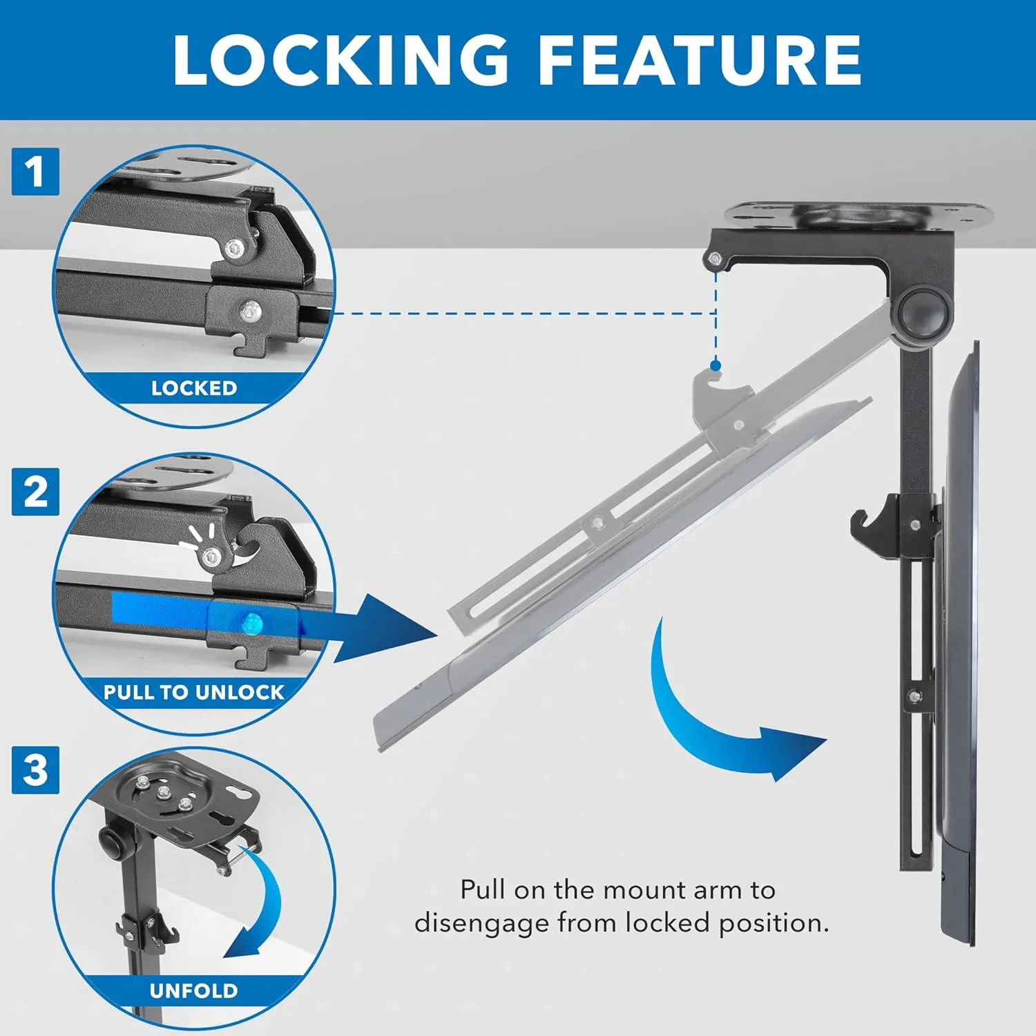 Mount-It! Flip Down TV Mount | Folding Ceiling TV Mount for 23 to 55 Inch | Heavy-Duty Bracket for Roof and Slanted Walls